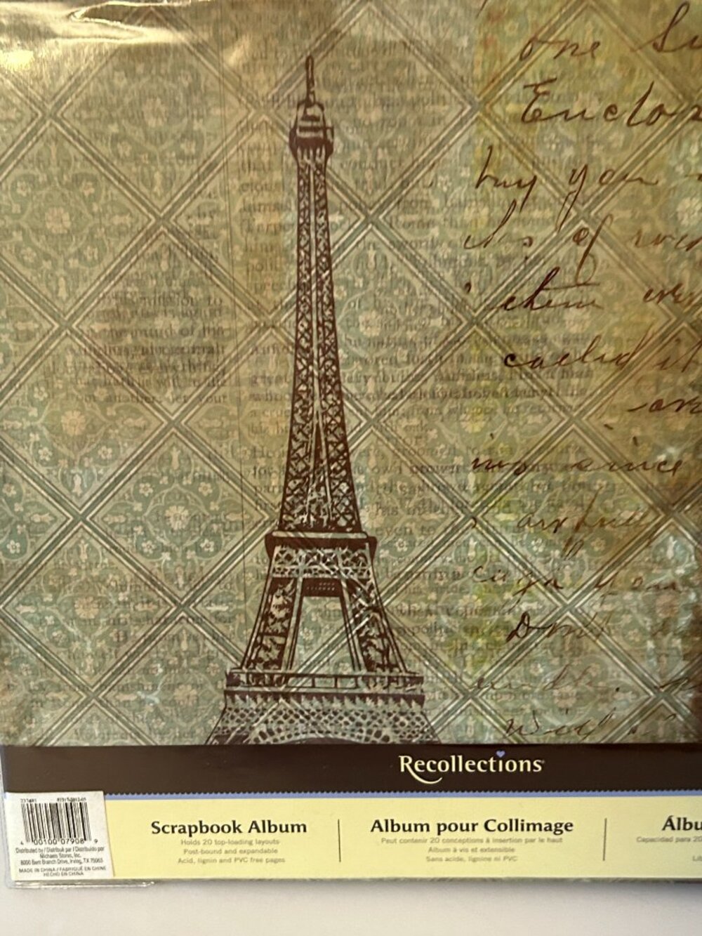 Recollections 12x12 Scrapbook Album Paris Eiffel Tower Green Brown Top Loading - Picture 9 of 15